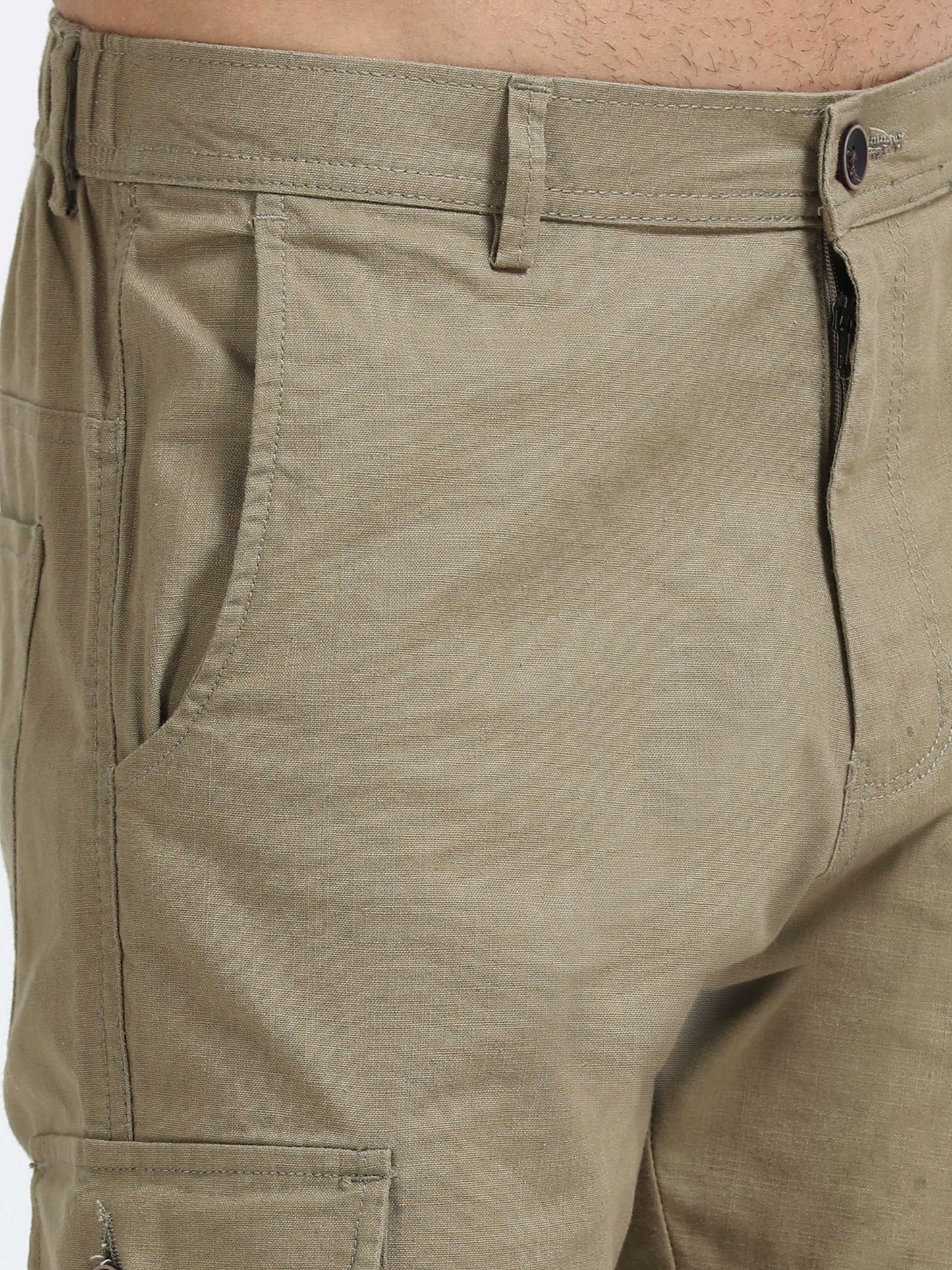 Men Lazy Linen Utility Cargo-Lt Green