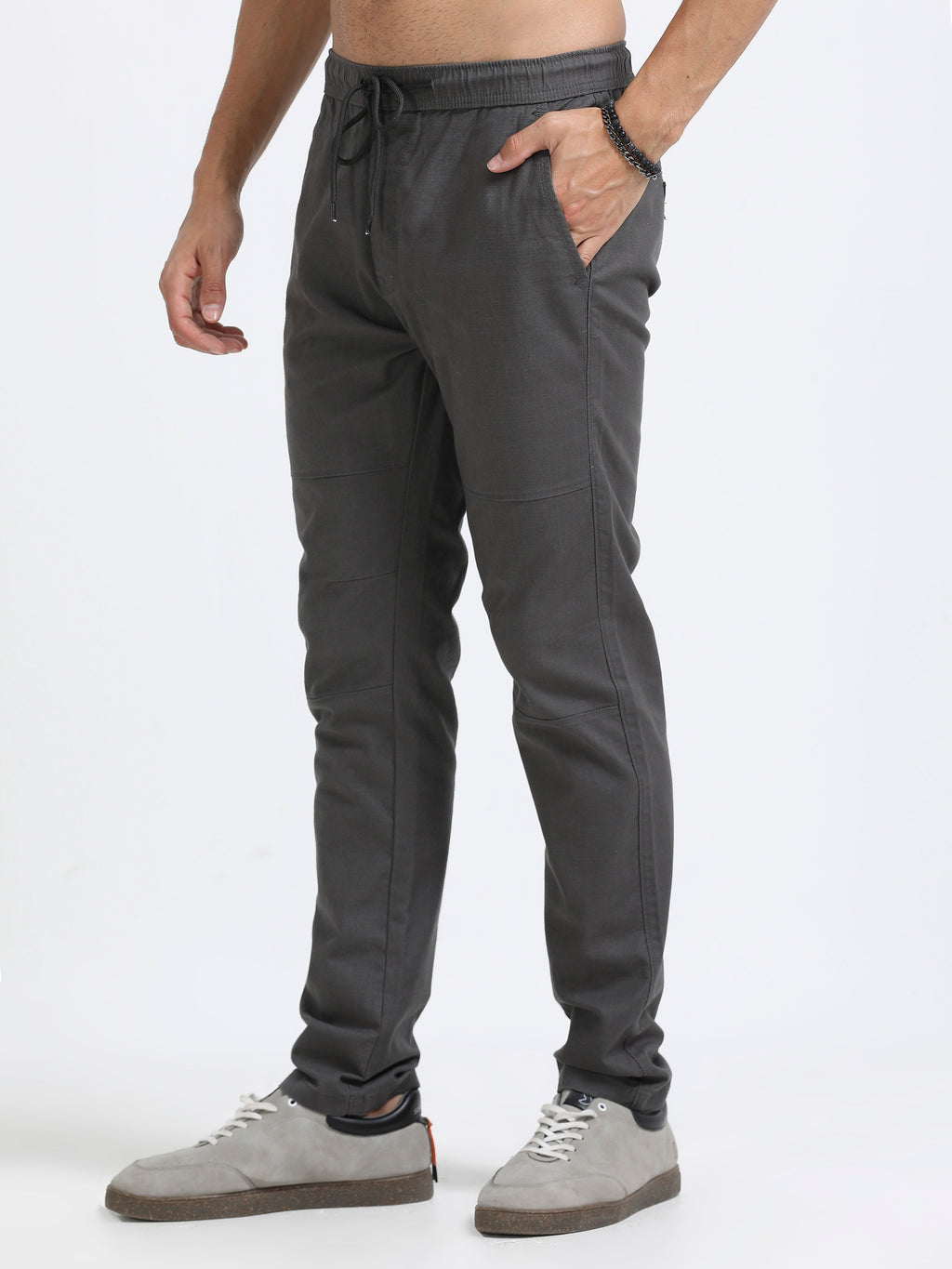 Men Linen Traveller Pant-Dk Grey