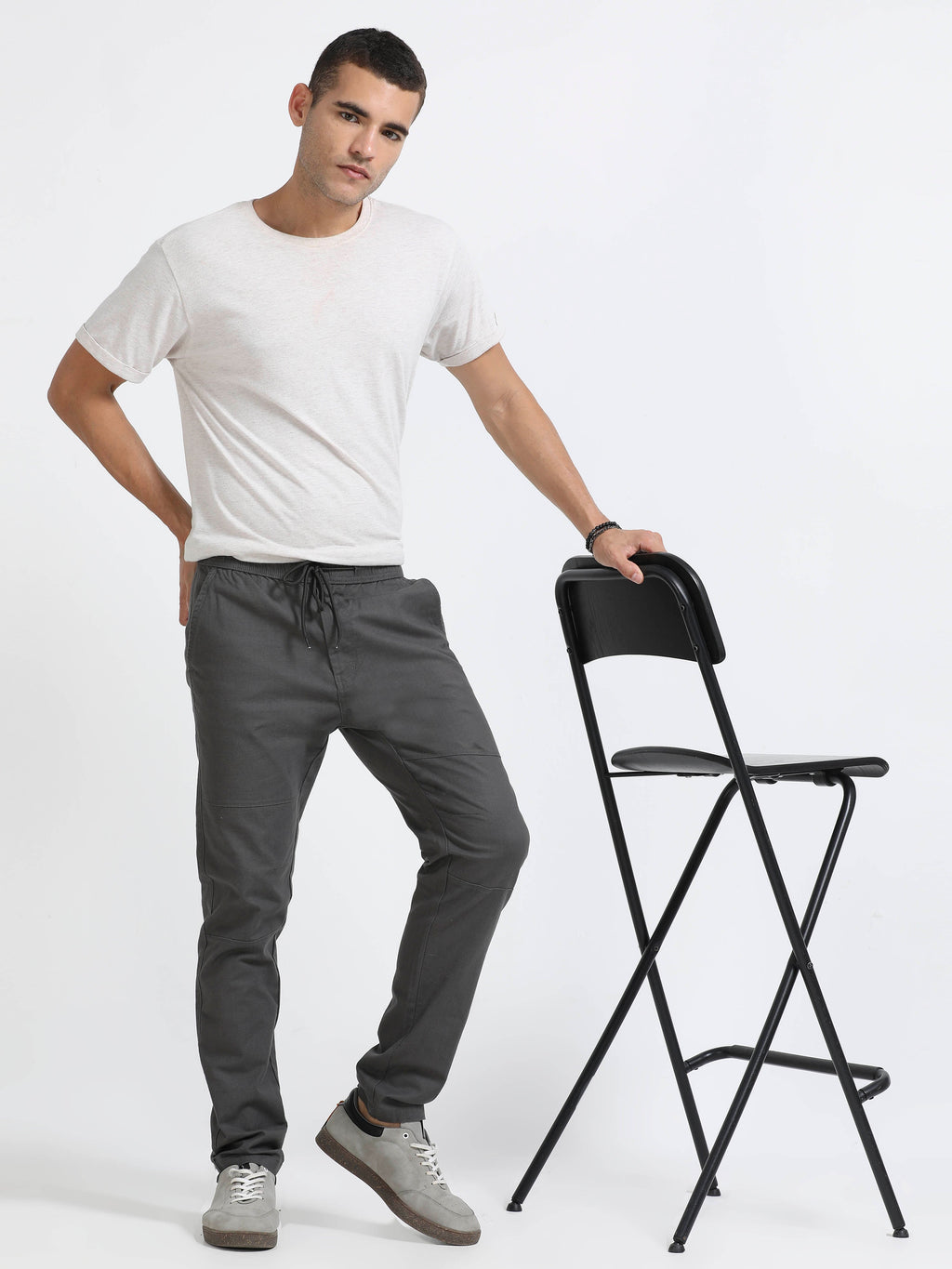 Men Linen Traveller Pant-Dk Grey