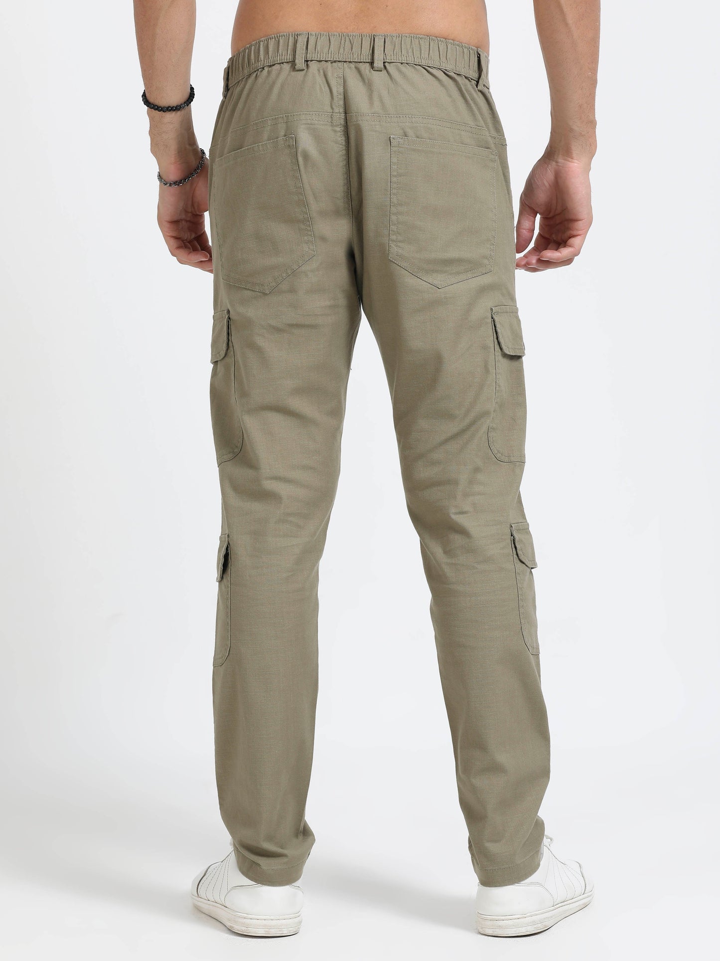 Men Lazy Linen Utility Cargo-Lt Olive