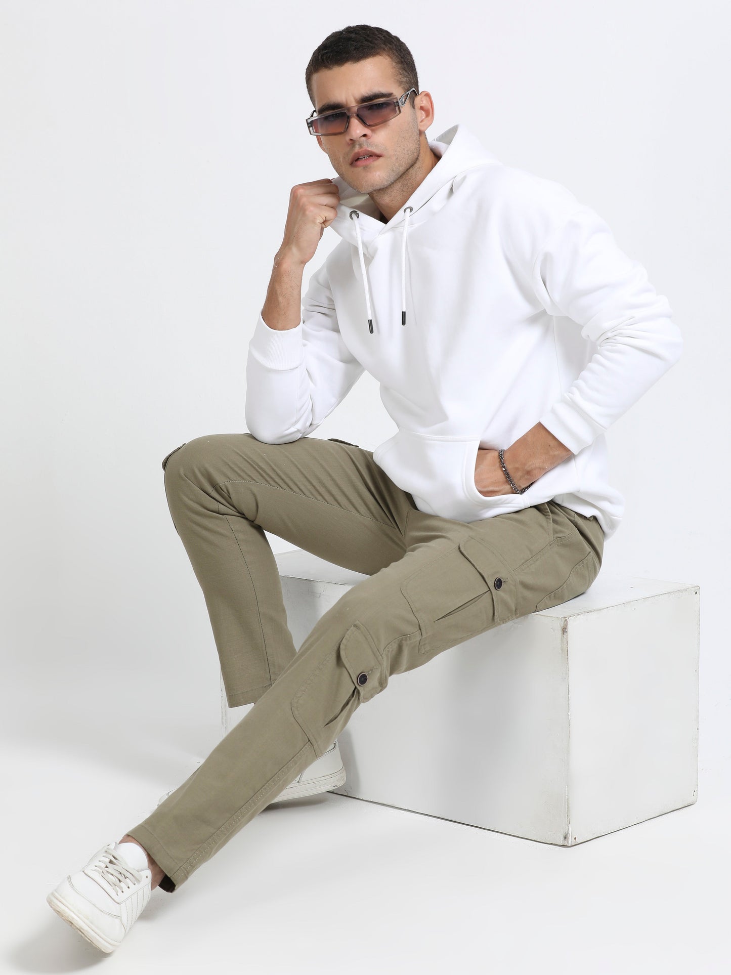 Men Lazy Linen Utility Cargo-Lt Olive