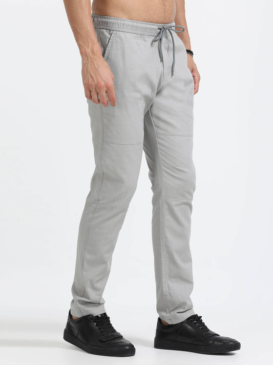 Men Linen Traveller Pant-Lt Grey