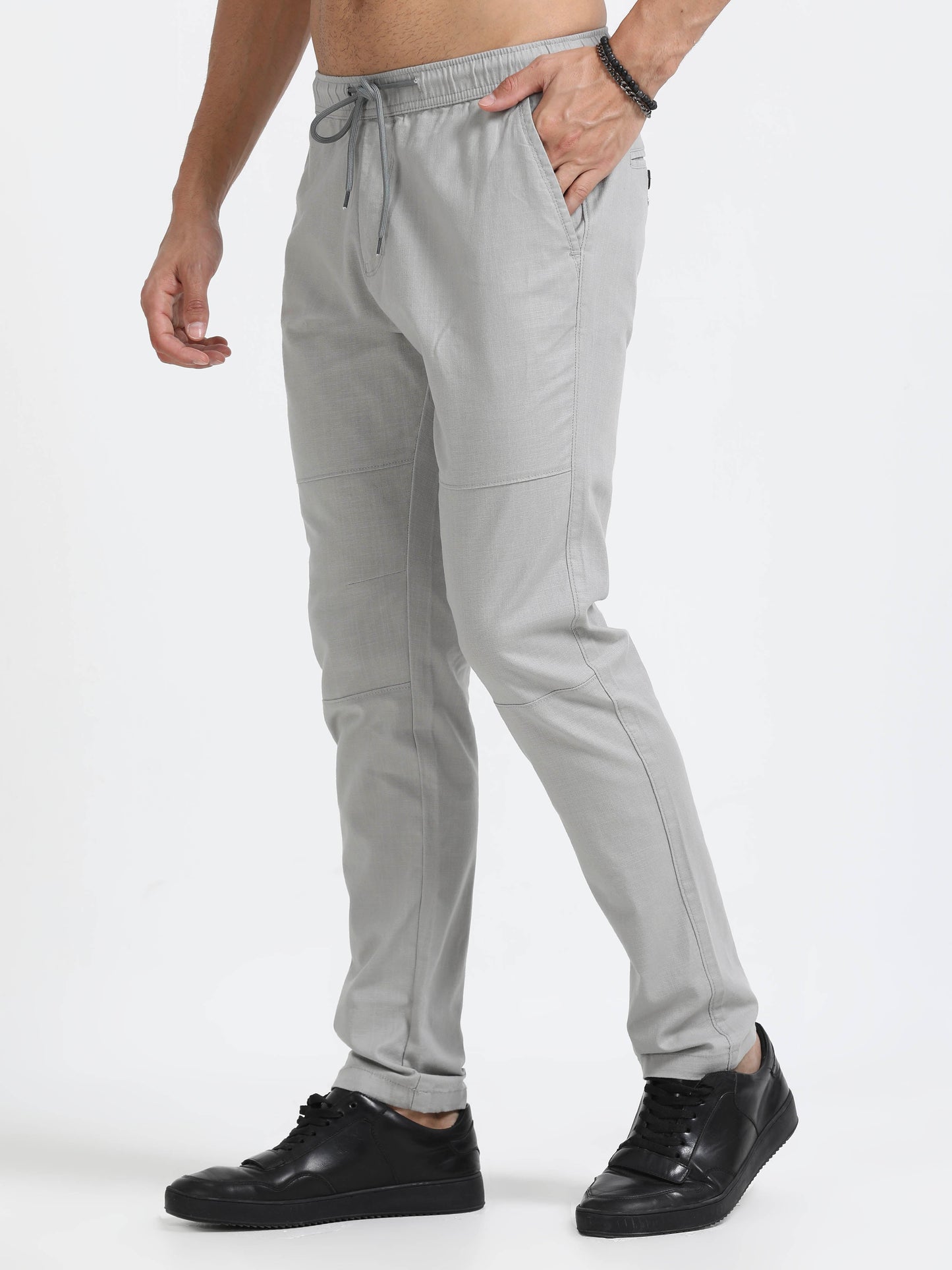 Men Linen Traveller Pant-Lt Grey