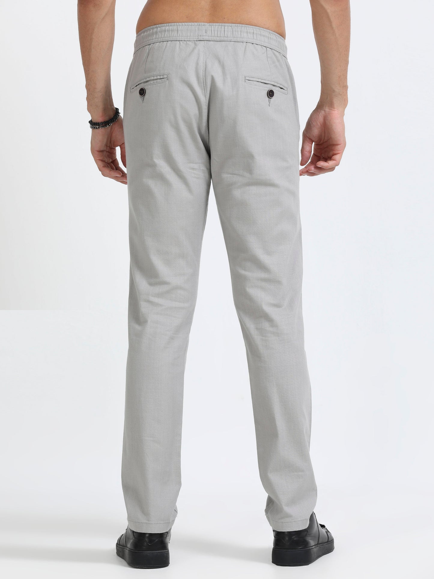 Men Linen Traveller Pant-Lt Grey