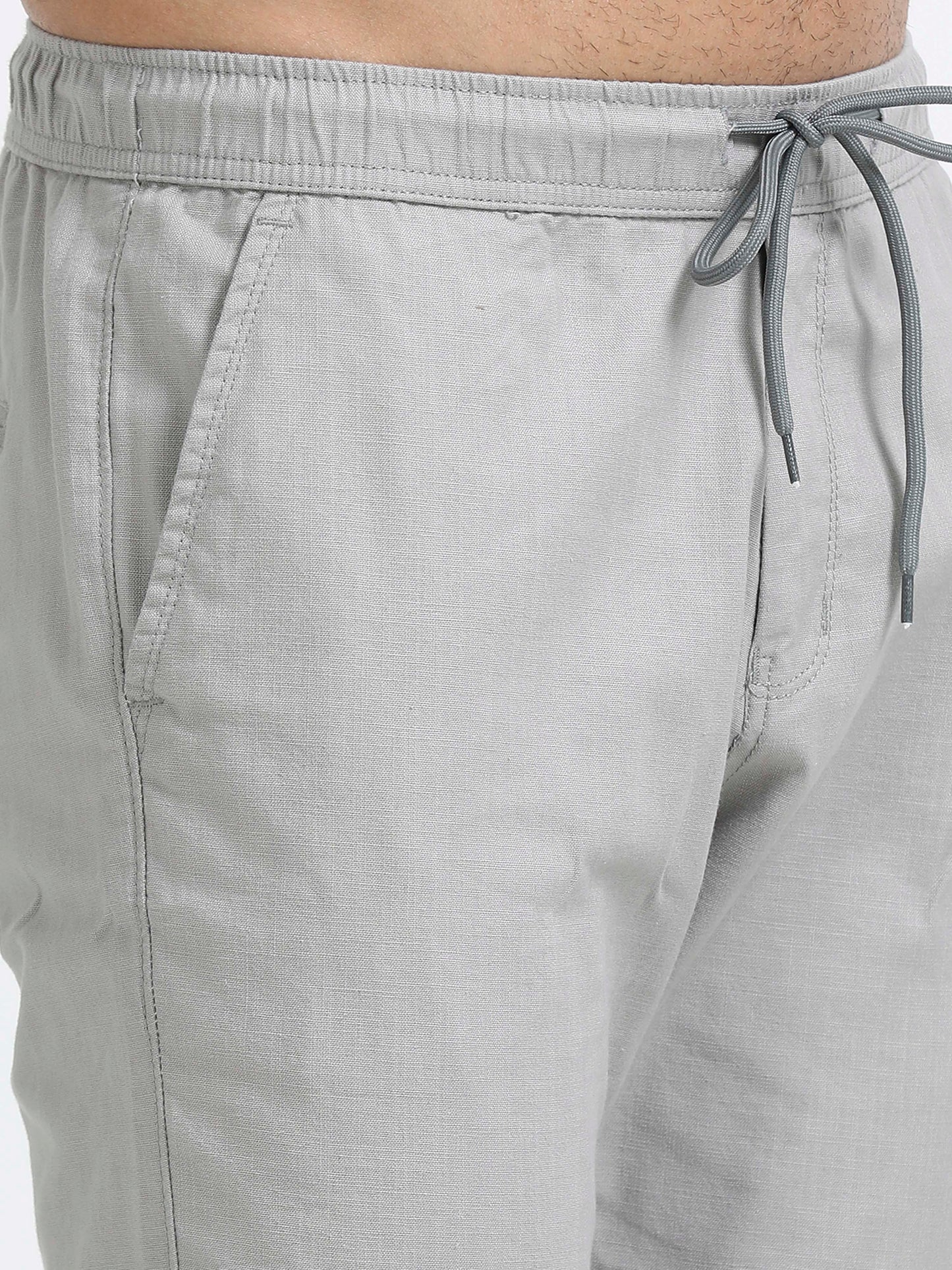 Men Linen Traveller Pant-Lt Grey