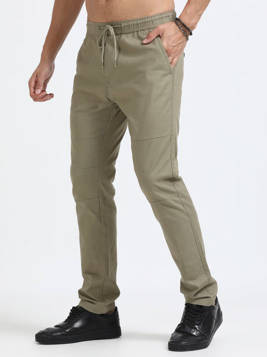 Men Linen Traveller Pant-Lt Green