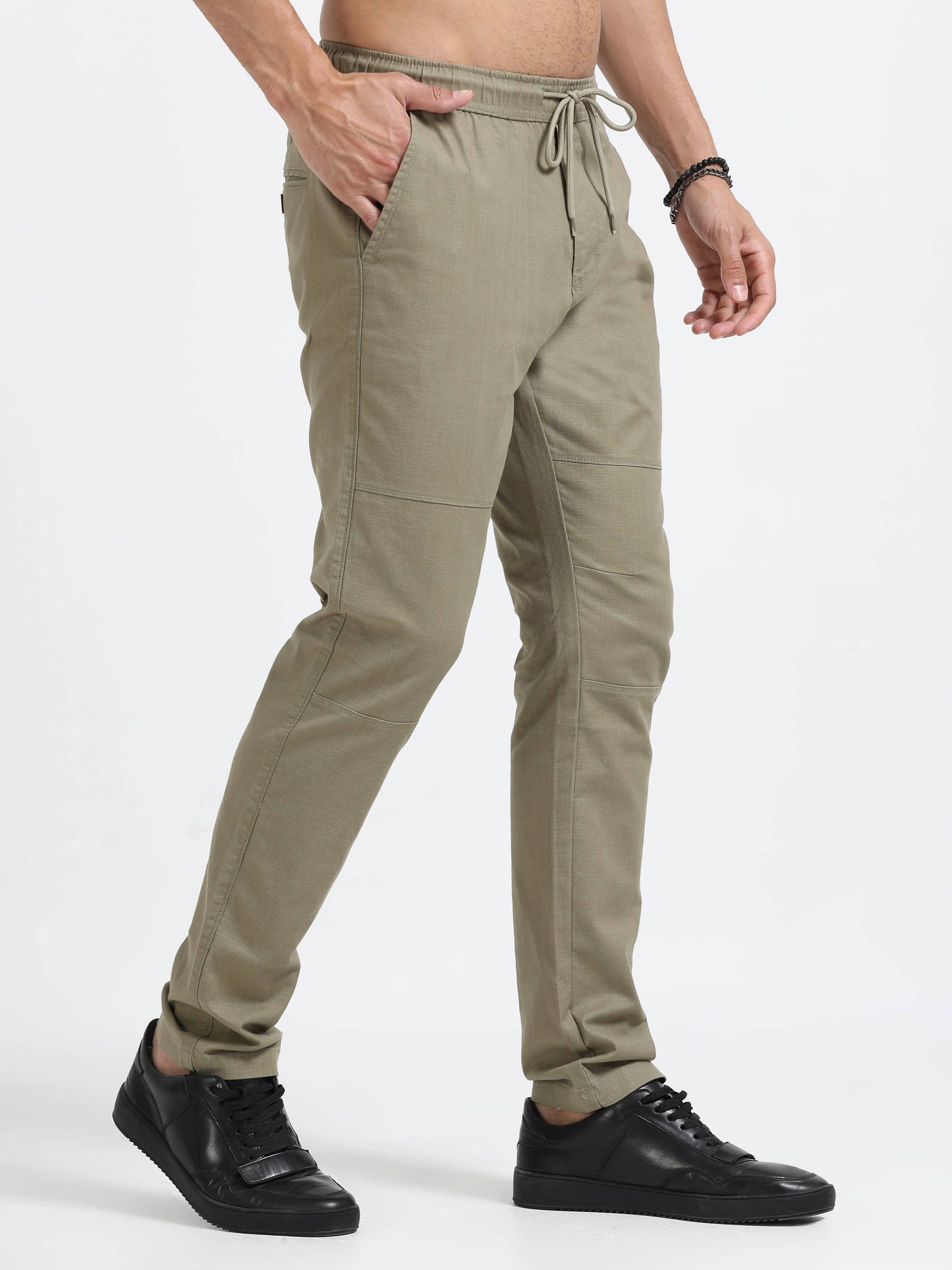 Men Linen Traveller Pant-Lt Green