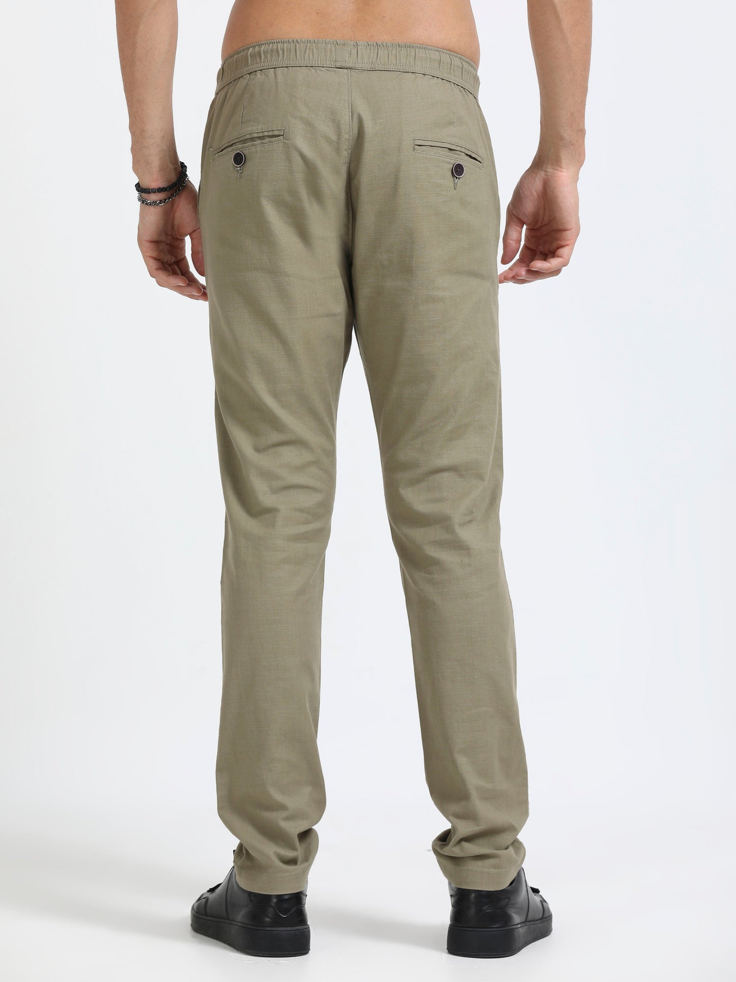 Men Linen Traveller Pant-Lt Green