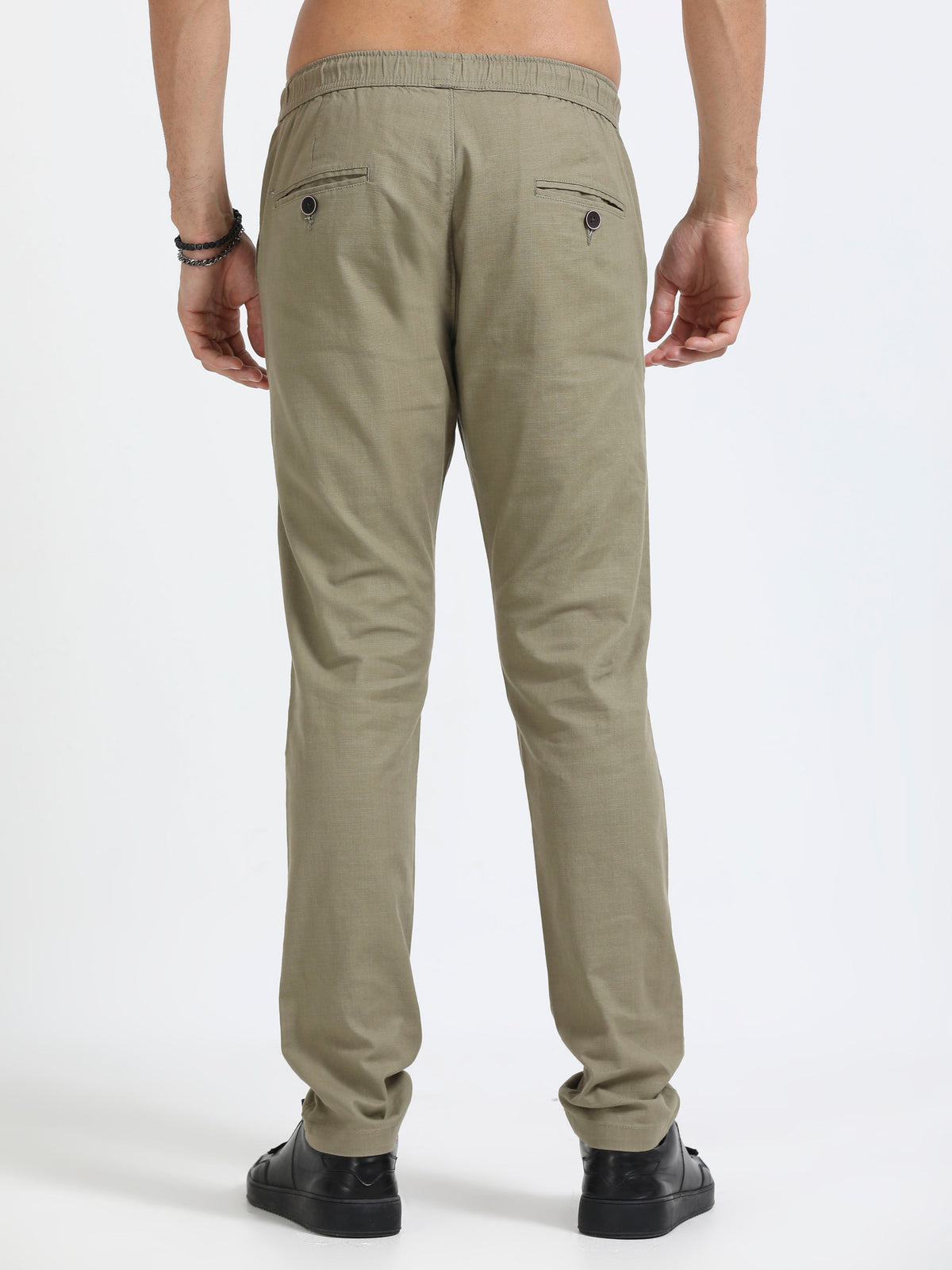 Men Linen Traveller Pant-Lt Green