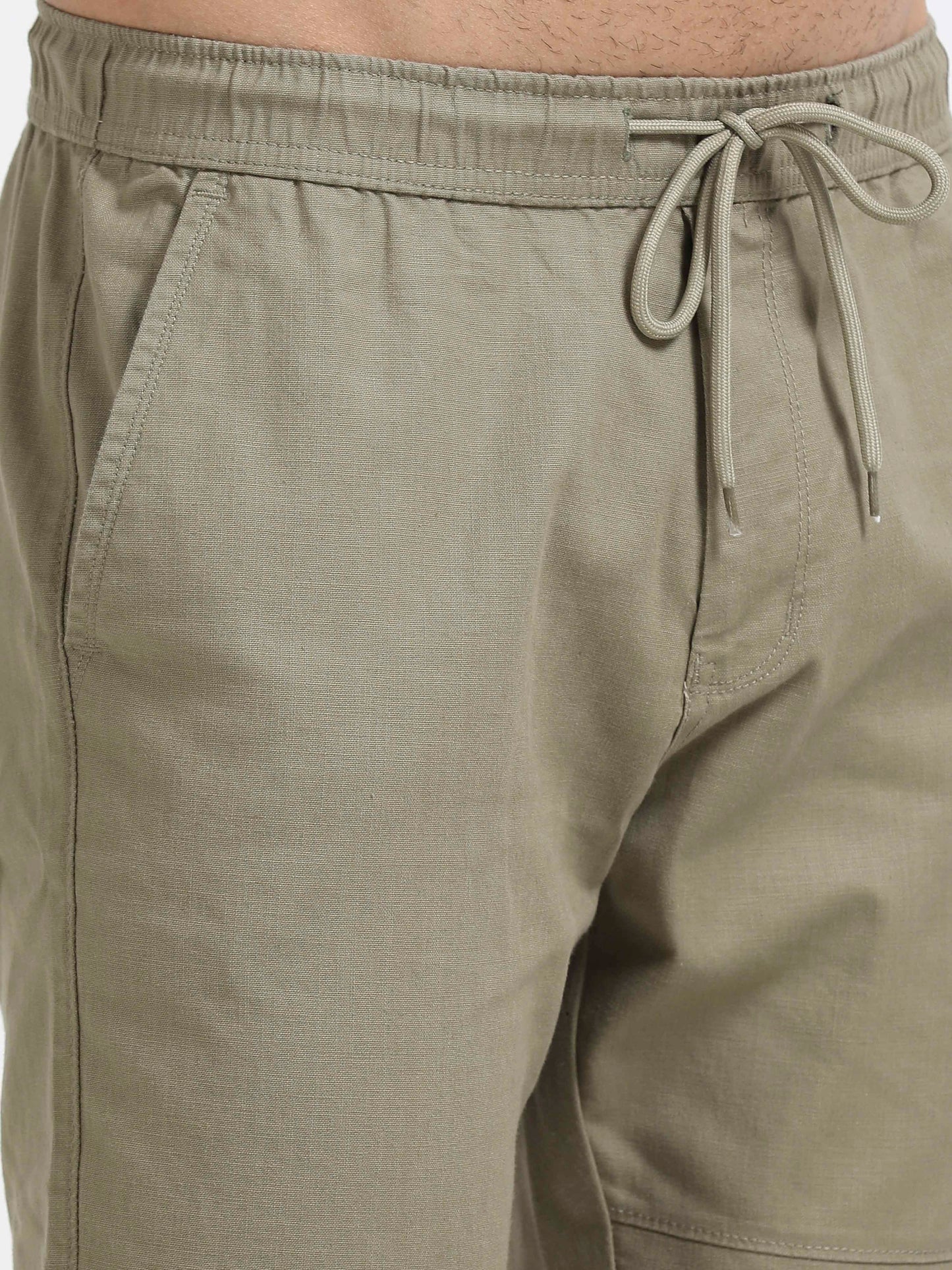 Men Linen Traveller Pant-Lt Green