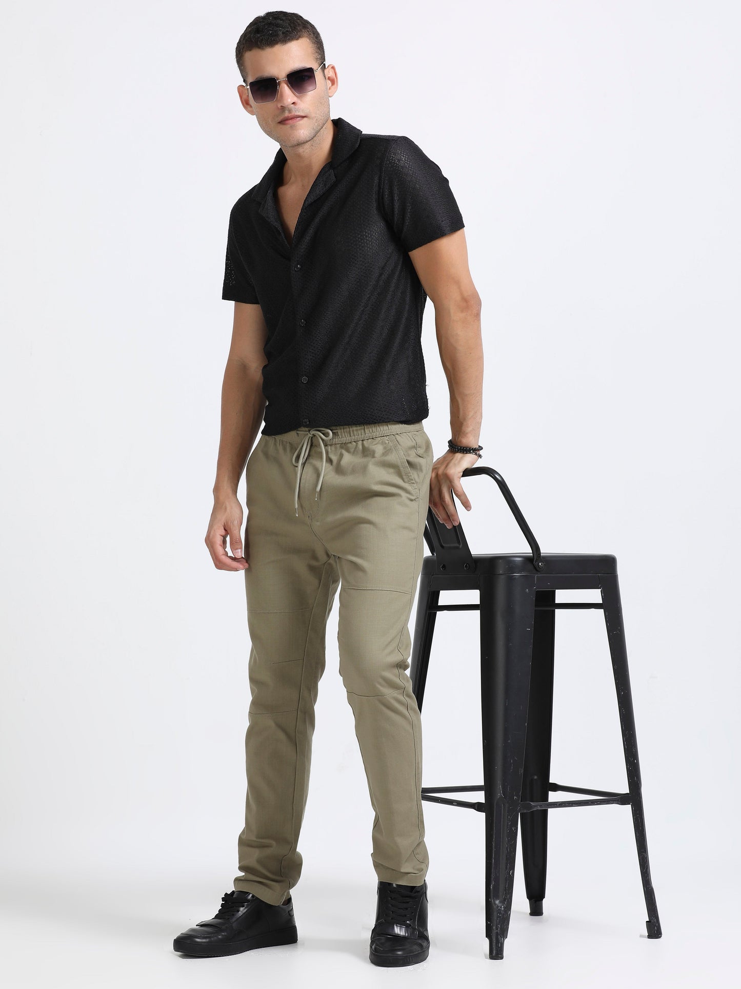 Men Linen Traveller Pant-Lt Green