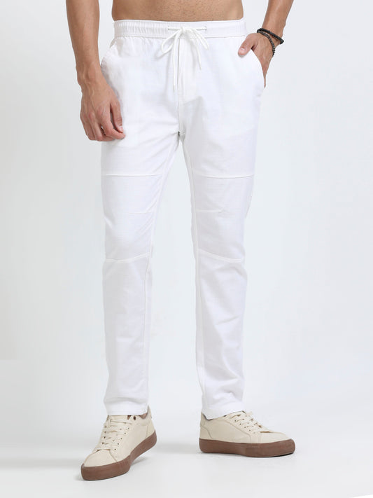 Men Linen Traveller Pant-White