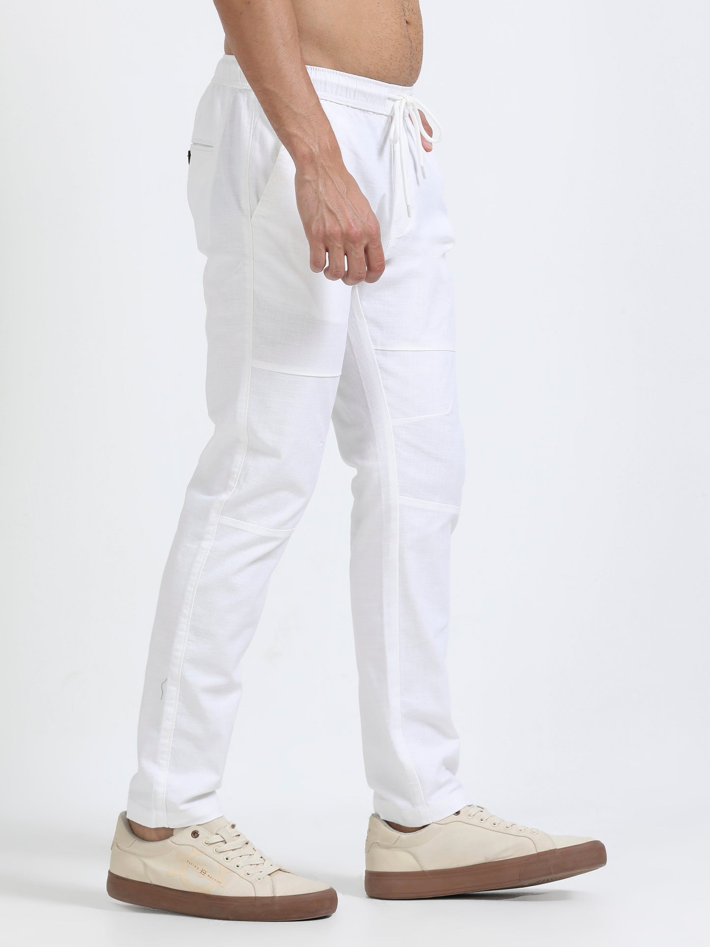 Men Linen Traveller Pant-White