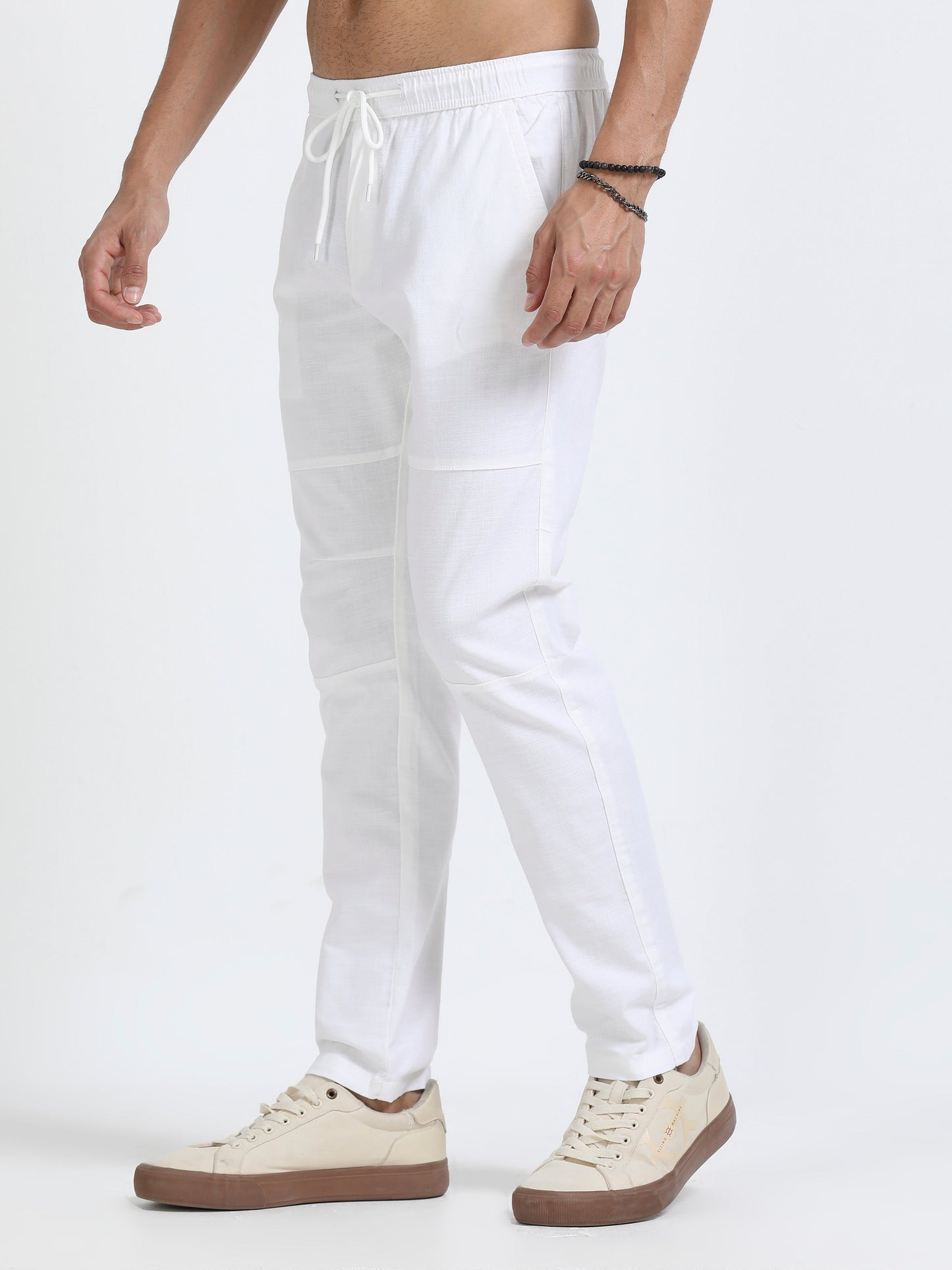 Men Linen Traveller Pant-White