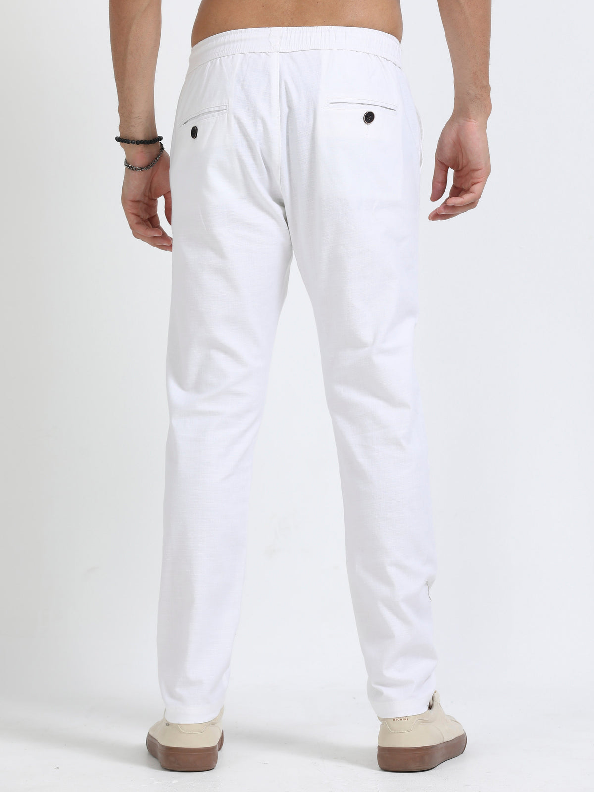 Men Linen Traveller Pant-White