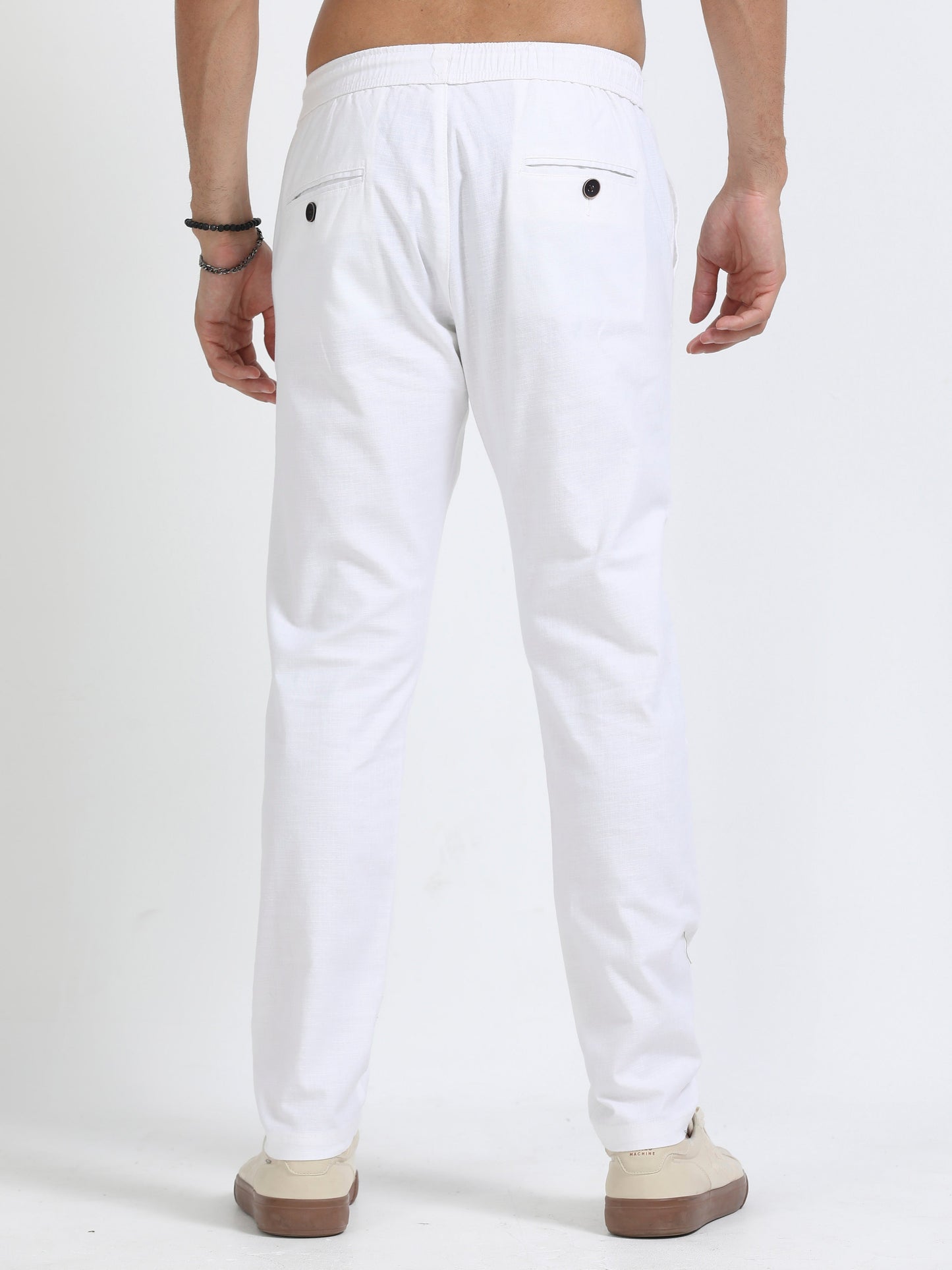 Men Linen Traveller Pant-White