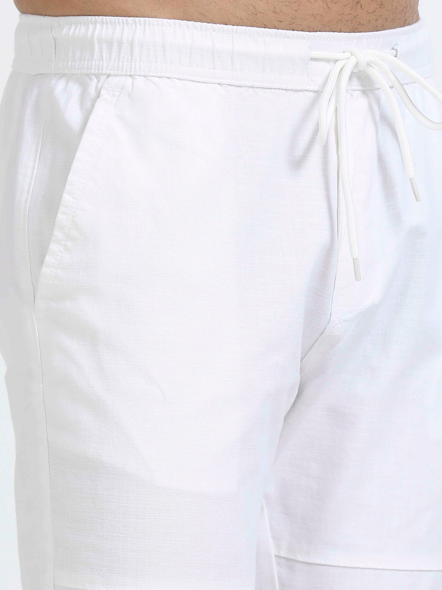 Men Linen Traveller Pant-White