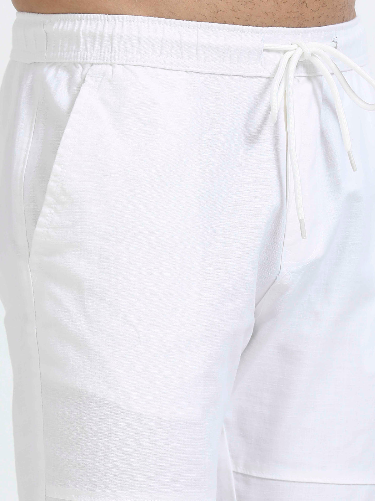 Men Linen Traveller Pant-White