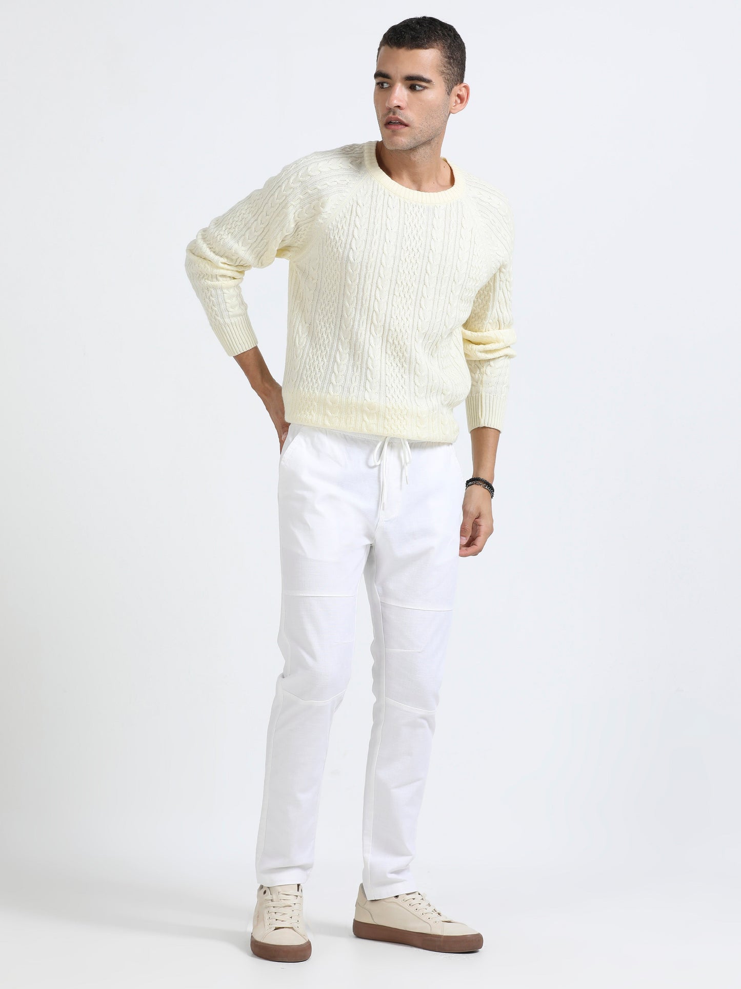 Men Linen Traveller Pant-White