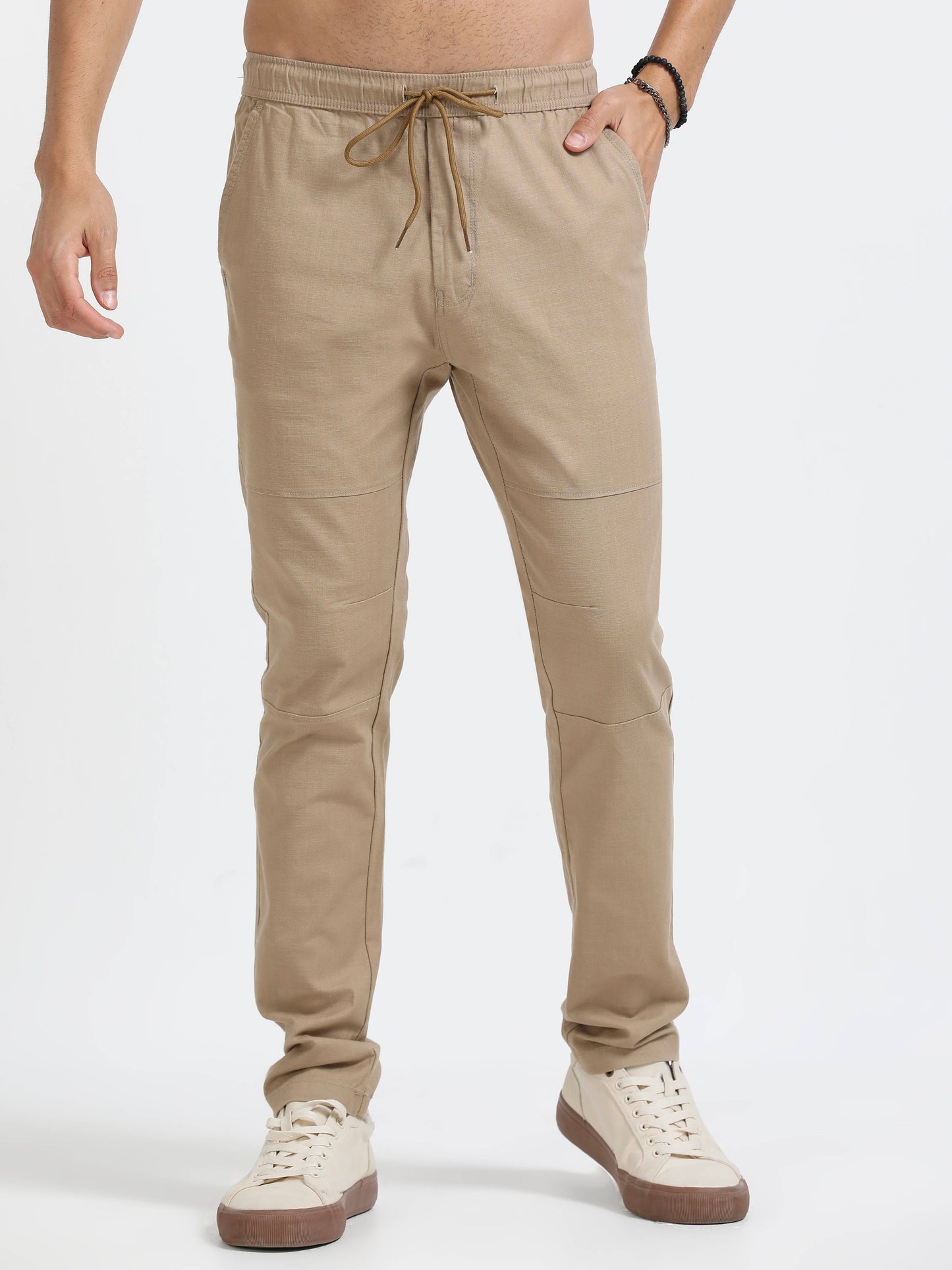 Men Linen Traveller Pant-Camel