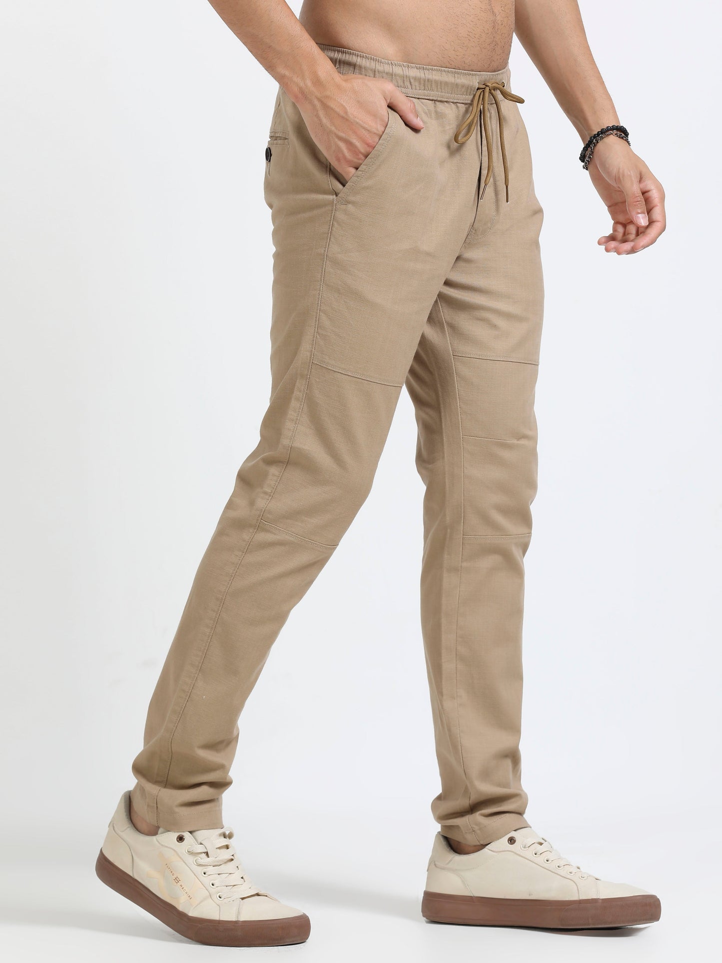 Men Linen Traveller Pant-Camel
