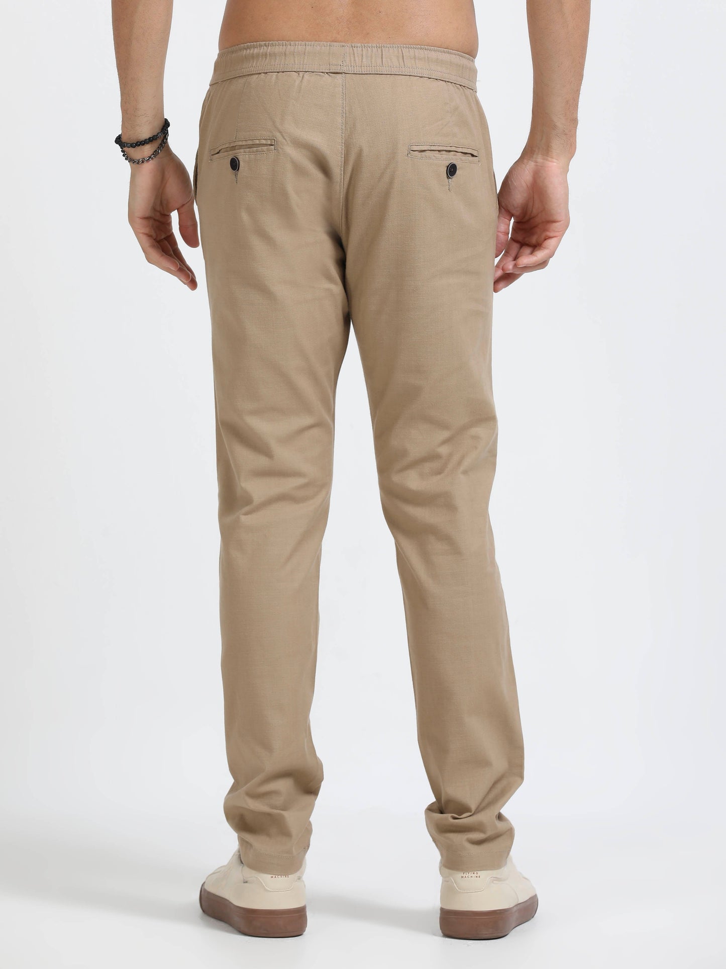 Men Linen Traveller Pant-Camel