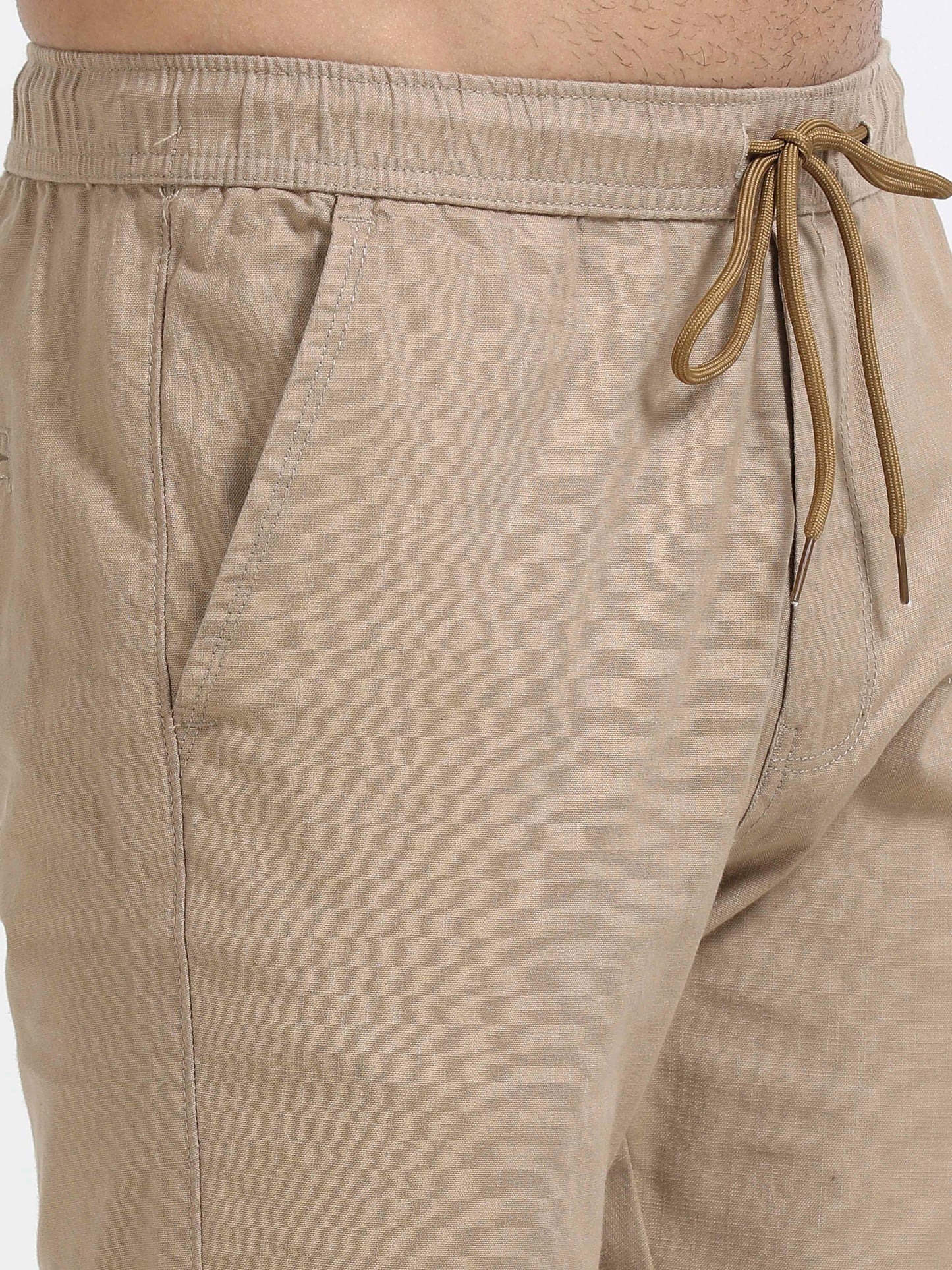 Men Linen Traveller Pant-Camel