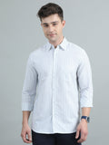 Men Sky Blue Stripe Shirt