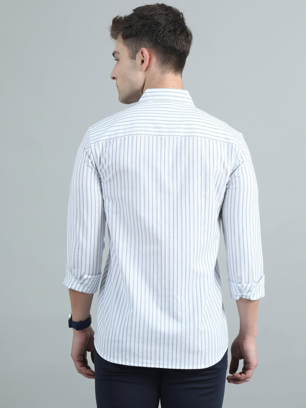 Men Sky Blue Stripe Shirt