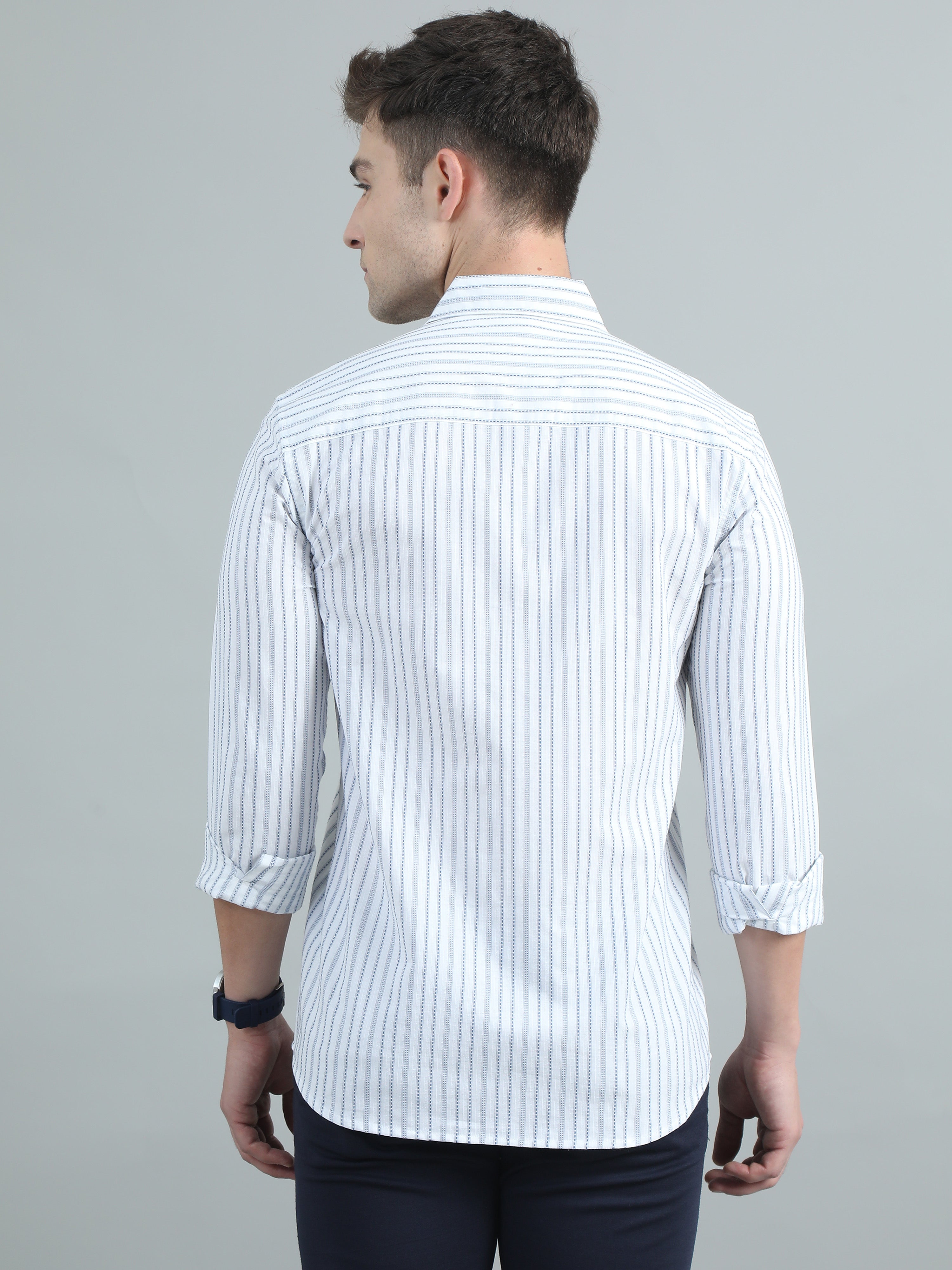 Men Sky Blue Stripe Shirt