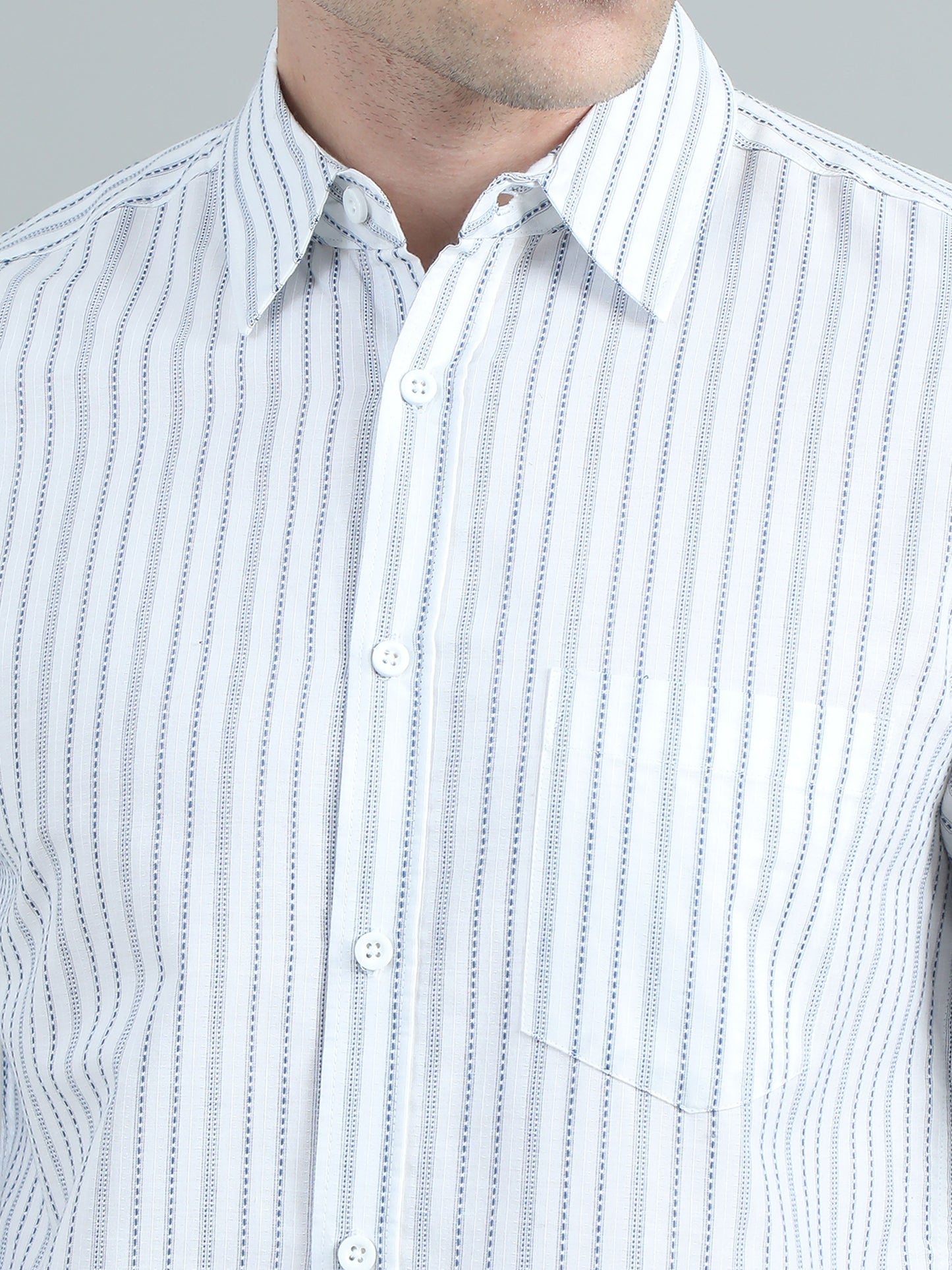 Men Sky Blue Stripe Shirt