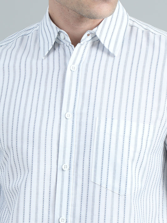 Men Sky Blue Stripe Shirt