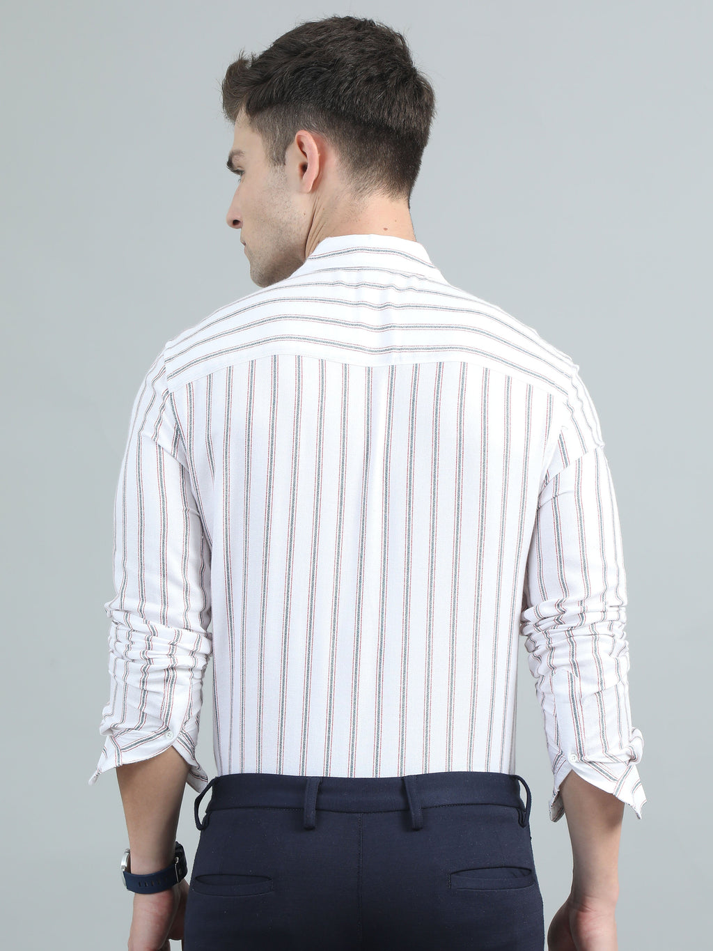 Men White Stripe Shirt