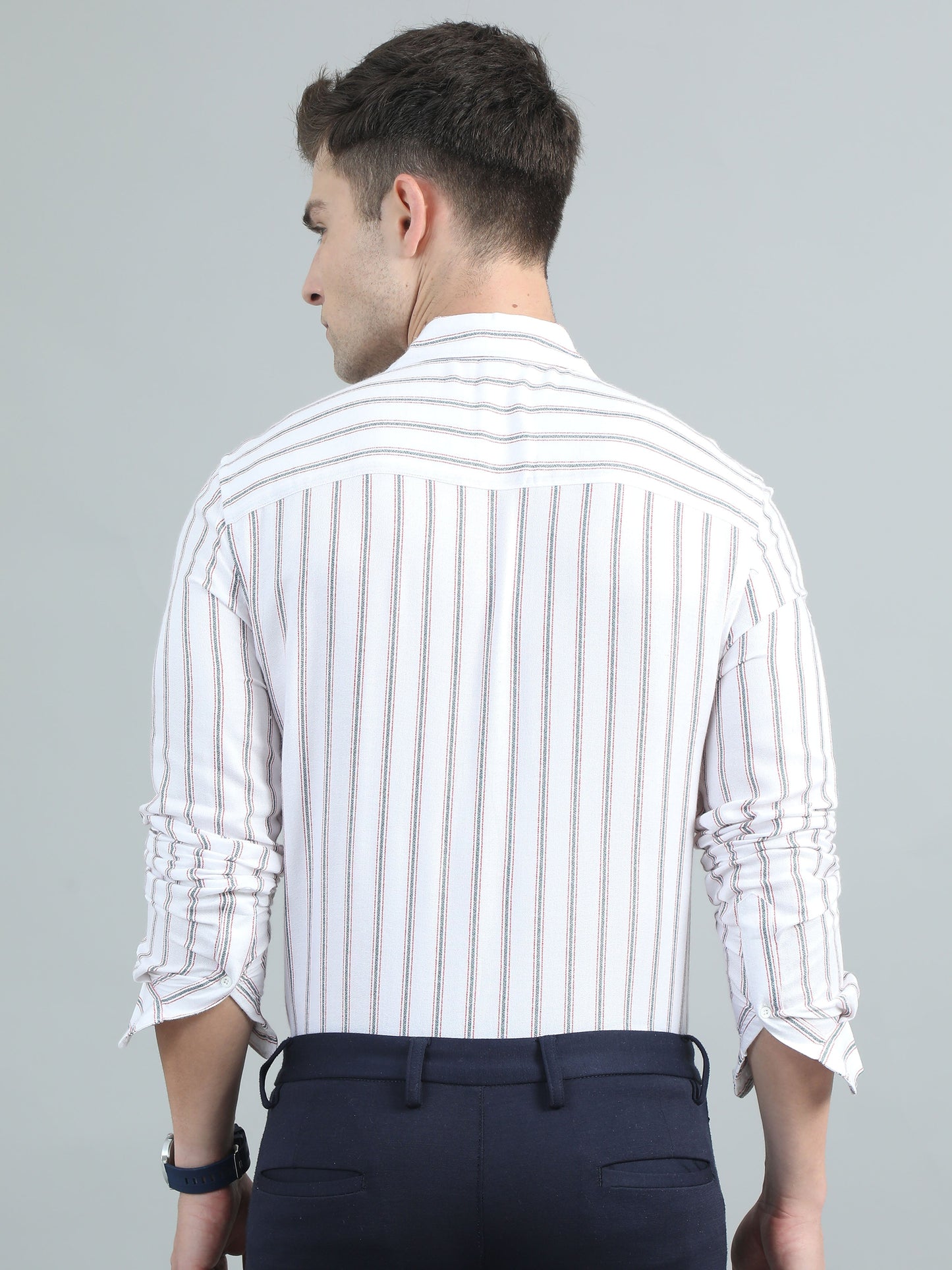 Men White Stripe Shirt