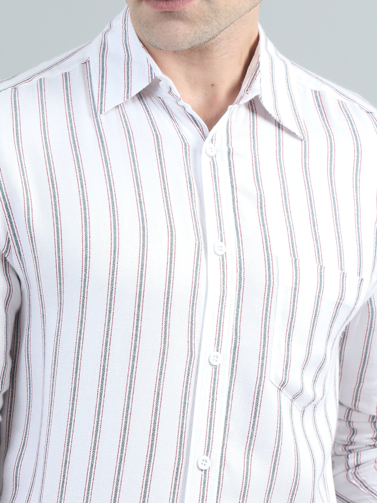 Men White Stripe Shirt