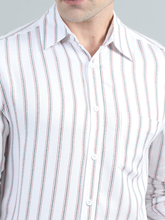 Men White Stripe Shirt