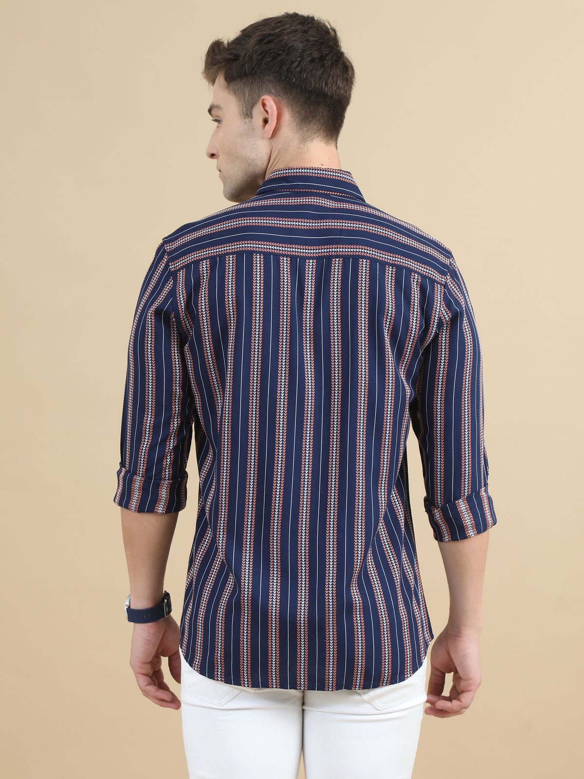 Men Navy Stripe Shirt