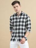 Men White & Black Checks Shirt