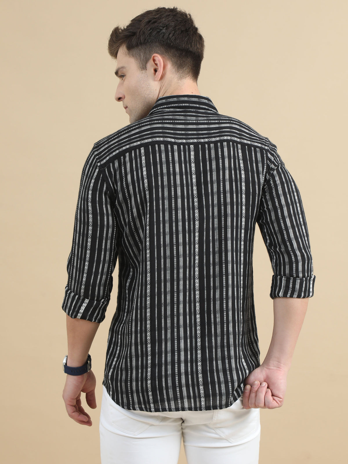 Men Black Stripe Shirt