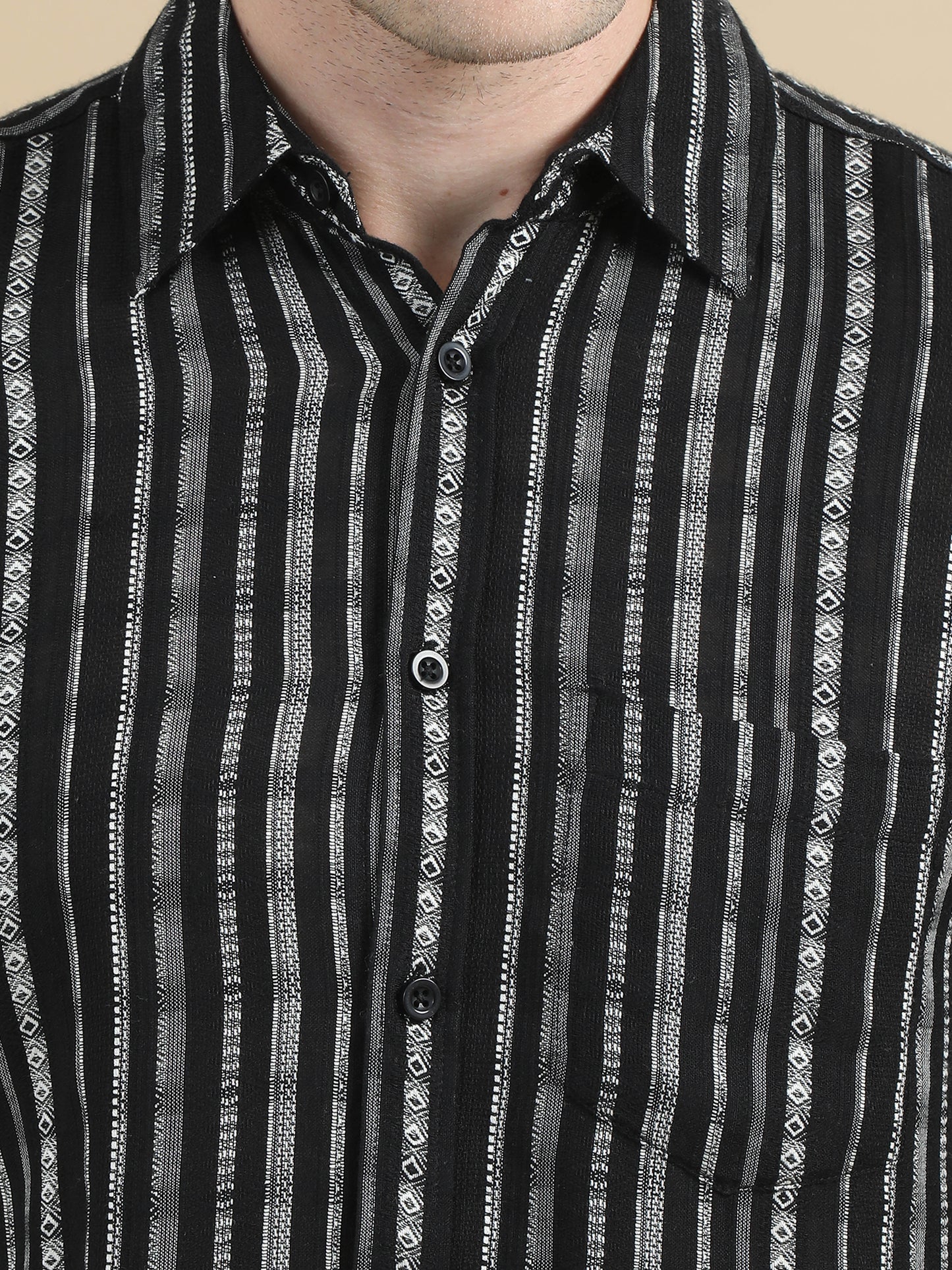 Men Black Stripe Shirt