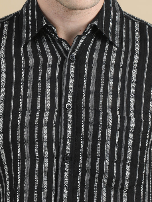 Men Black Stripe Shirt