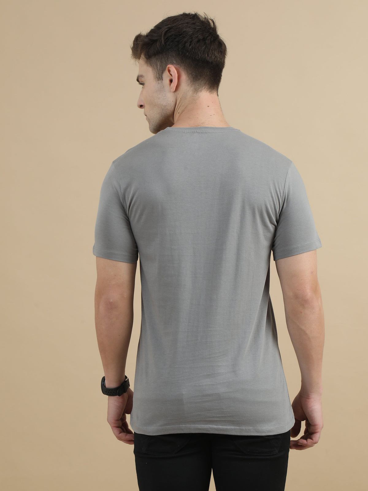 Line Printed T-Shirt - Grey