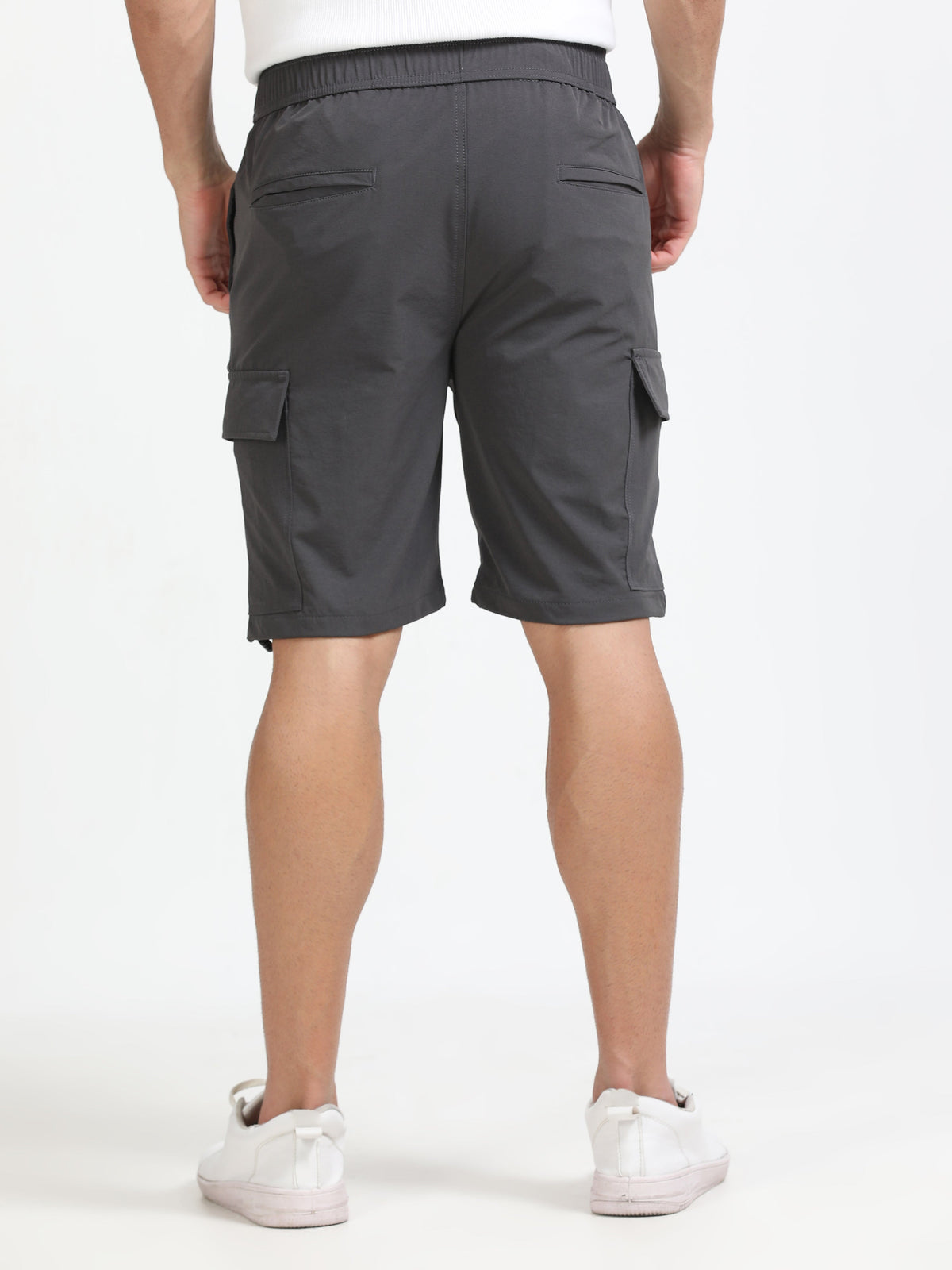 Men Parachute Cargo Shorts-Dk Grey