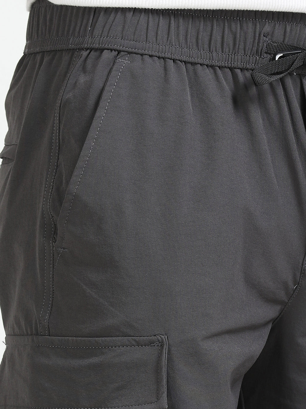 Men Parachute Cargo Shorts-Dk Grey