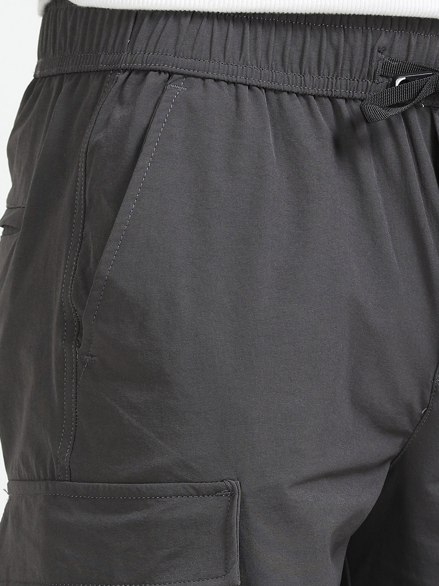 Men Parachute Cargo Shorts-Dk Grey