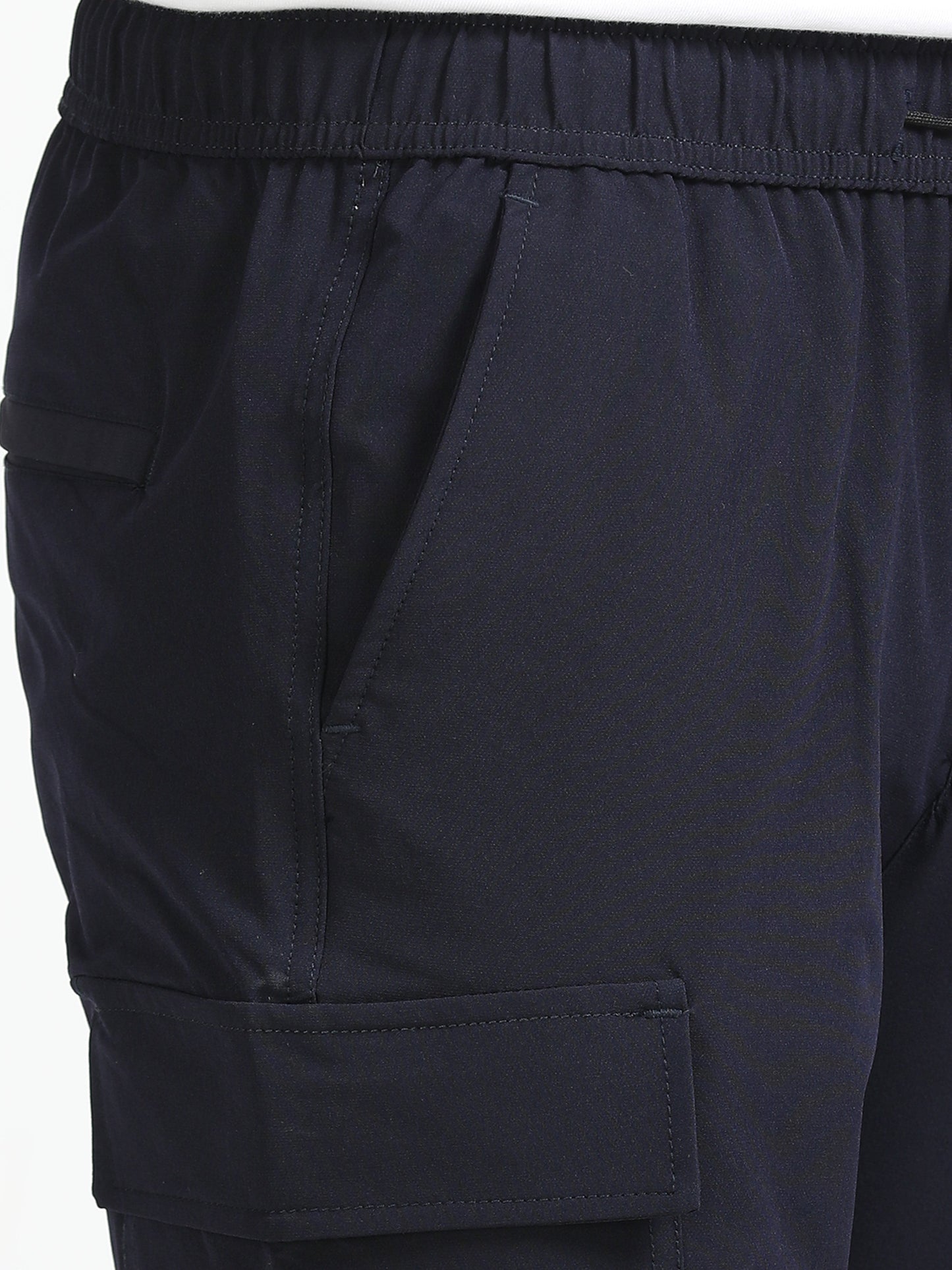 Men Parachute Cargo Shorts-Navy