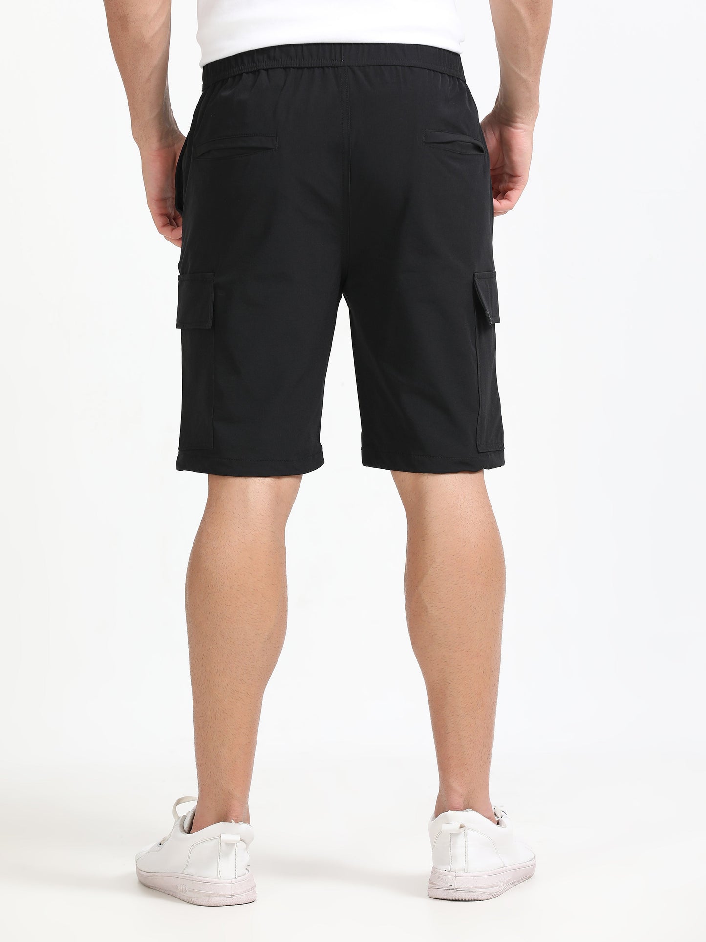 Men Parachute Cargo Shorts-Black