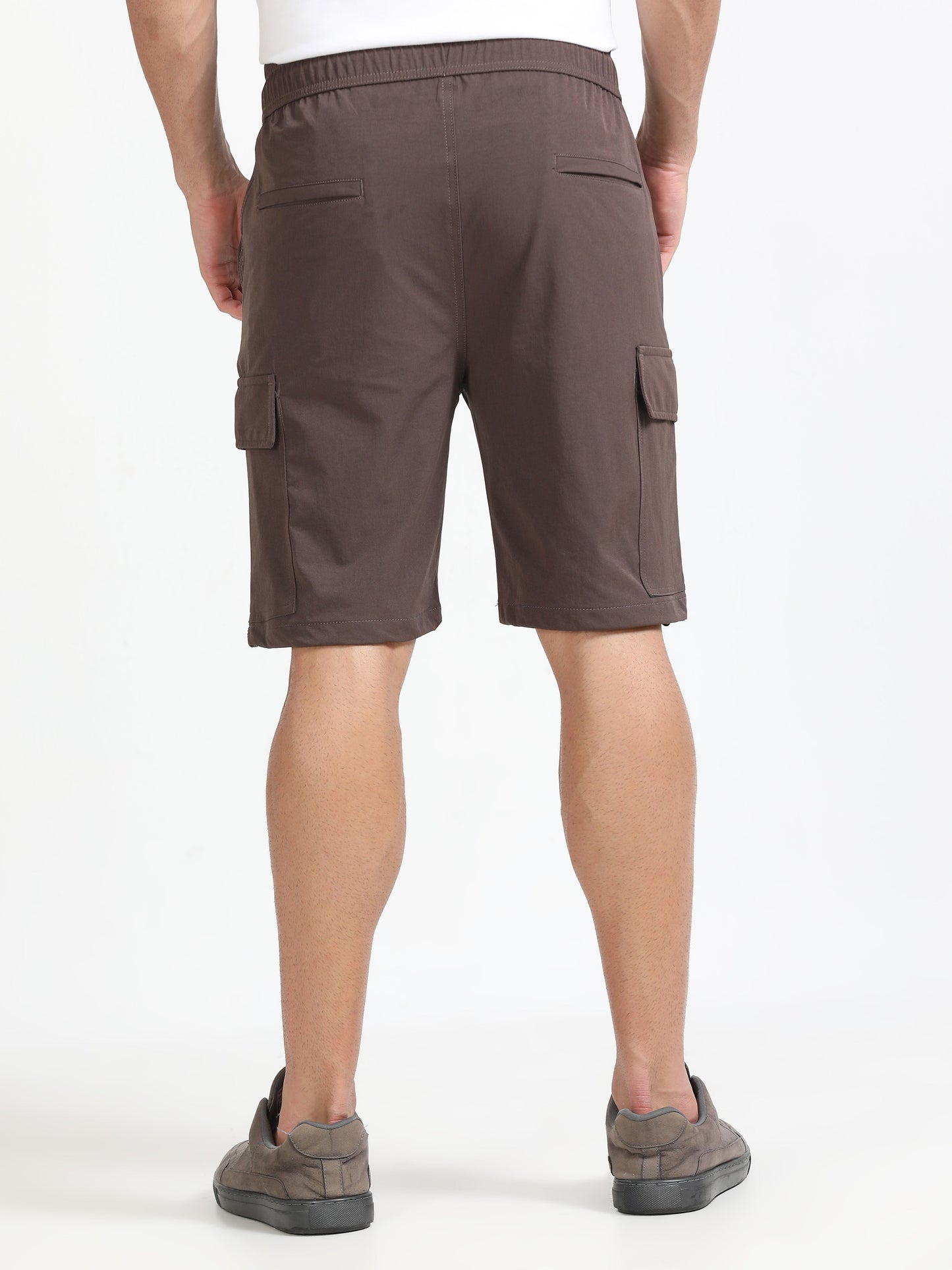 Men Parachute Cargo Shorts-Brown