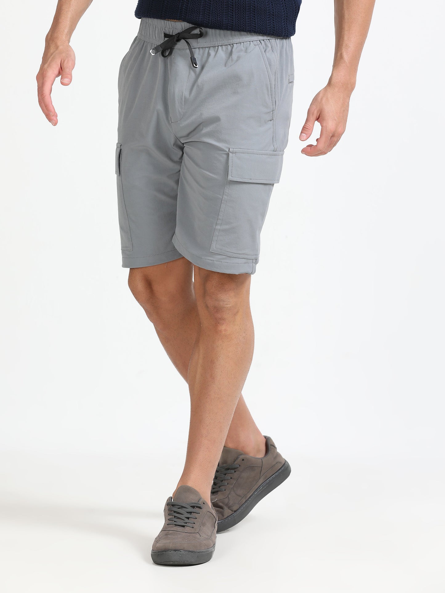 Men Parachute Cargo Shorts-Stone