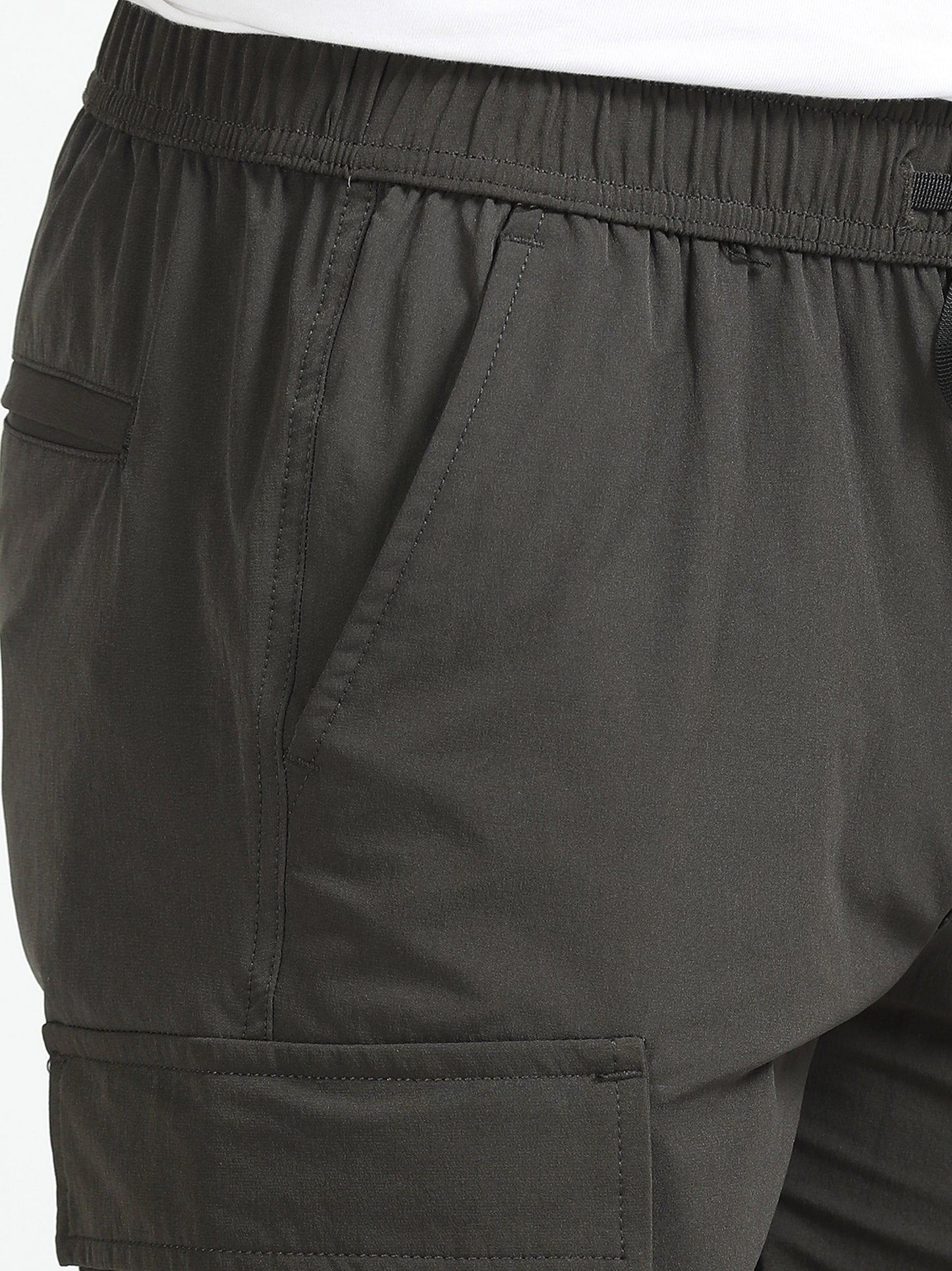 Men Parachute Cargo Shorts-Olive